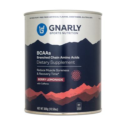 Gnarly Nutrition BCAA Powder - Pre-Workout BCAAS Amino Acids, NSF Sport Certified, Supplement to Support and Rebuild Muscle - Berry Lemonade, Caffeine (10.58oz)