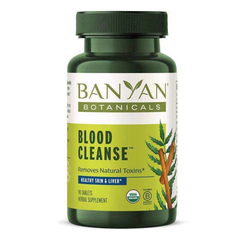 Banyan Botanicals Blood Cleanse Tablets - Organic Clear Skin Supplement with Manjistha &amp; Neem - Blood Cleanser Herbs for Natural Detox &amp; Healthy Skin* - 90 Tablets - Non GMO Sustainably Sourced Vegan