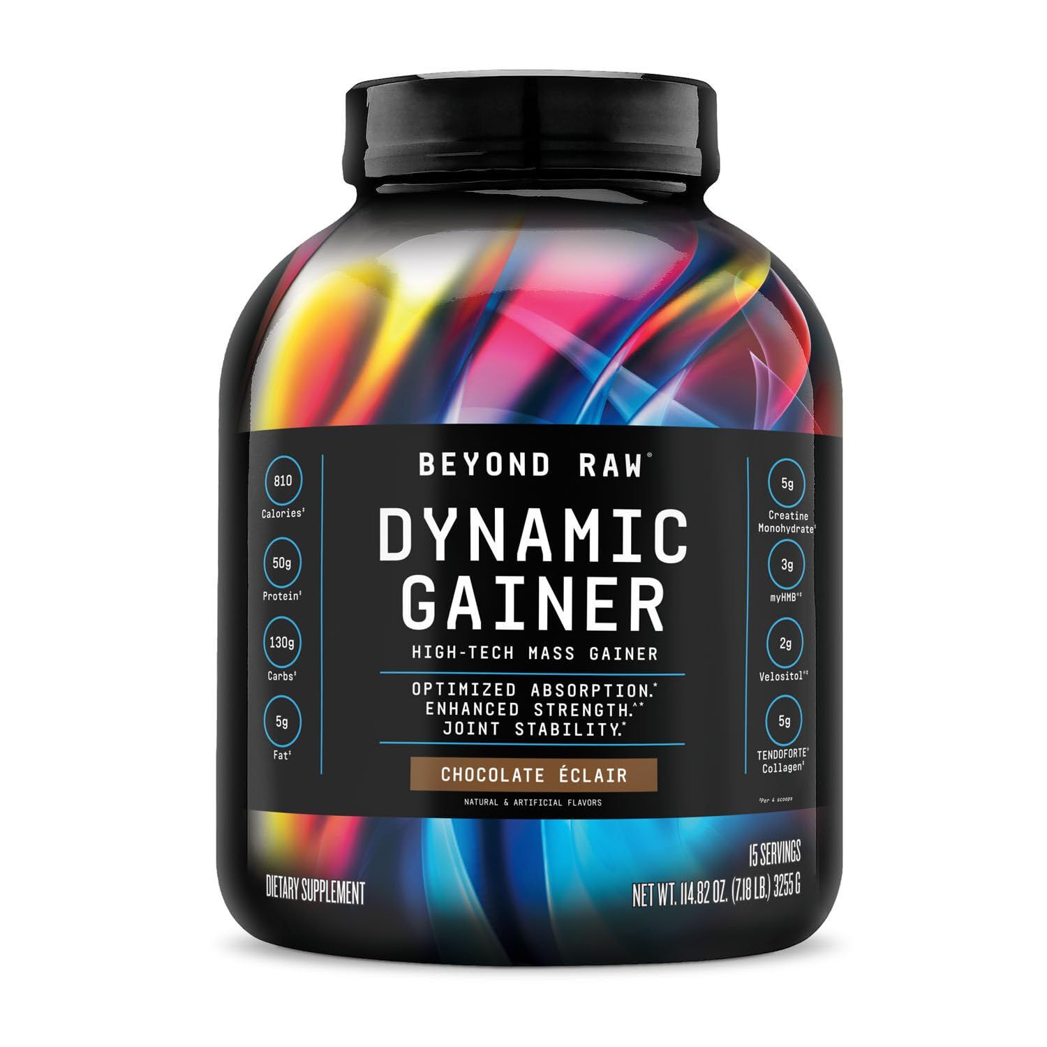 BEYOND RAW Dynamic Gainer | High-Tech Mass Gainer | Optimized Absorption, Enhanced Strength, and Joint Stability | Chocolate clair | 15 Servings