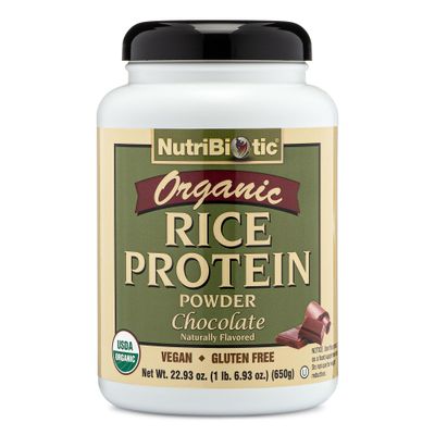 NutriBiotic Certified Organic Rice Protein Chocolate, 22.9 Oz | Low Carbohydrate Vegan Protein Powder | Raw, Certified Kosher &amp; Keto Friendly | Made Without Chemicals, GMOs &amp; Gluten | Easy to Digest