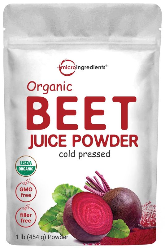 Micro Ingredients Organic Beet Root Powder, 1 Pound, Cold Pressed and Water Soluble, Beet Juice Pre-Workout Concentrated Powder, Energy &amp; Immune System Support, Non-GMO