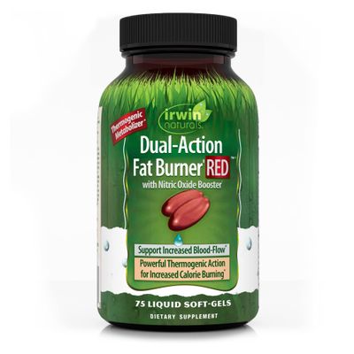 Irwin Naturals Dual-Action Fat Burner RED - 75 Liquid Soft-Gels, Pack of 2 - Powerful Thermogenic with Nitric Oxide Booster - 25 Total Servings