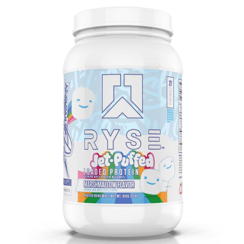 Ryse Loaded Protein Powder | 25g Whey Protein Isolate &amp; Concentrate | with Prebiotic Fiber &amp; MCTs | Low Carbs &amp; Low Sugar | 27 Servings (Marshmallow)