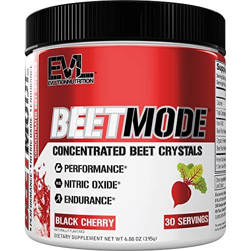 Evlution Beets Powder Nitric Oxide Supplement Nutrition BeetMode Beet Root Powder Nitric Oxide Booster for Enhanced Energy and Pumps - Nitric Oxide Pre Workout Powder Beets Supplement - Black Cherry