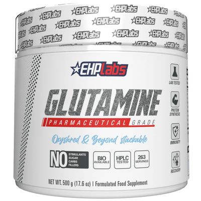 EHP Labs L Glutamine Powder Amino Acids - L-Glutamine, Workout Recovery, Immune Health &amp; Gut Health Support (500g) - 100 Servings