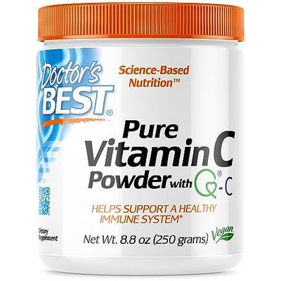 Doctor&#39;s Best Vitamin C Powder with Q-C, Healthy Immune System, Brain, Eyes, Heart and Circulation, Joints, Sourced from Scotland, 250G, 8.8 Ounce