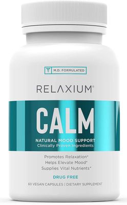 Relaxium Calm, Non-Habit Forming, Stress &amp; Mood Support Supplement, Elevate Mood &amp; Boost Relaxation with Ashwagandha, 5-HTP, GABA, Made in USA (60 Vegan Capsules, 30 Day Supply)