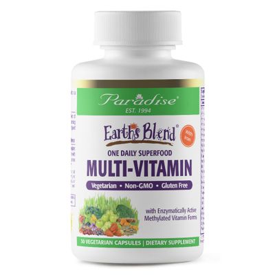 Paradise Herbs Earth&#39;s Blend Women&#39;s One Daily Multivitamin with Iron, 48 Organic Superfoods, Probiotics, Antioxidants, Vitamins A, B12, C, D, K2, Daily Superfood, 30 Capsules