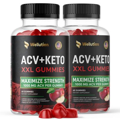 WELLUTION Apple Cider Vinegar 60 XXL Gummies (2-Pack) - Keto ACV