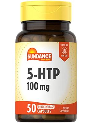 Sundance 5-HTP 100mg | 50 Capsules | 5 Hydroxtryptophan | Non-GMO &amp; Gluten Free Supplement