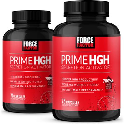 FORCE FACTOR Prime HGH Secretion Activator, 2-Pack, HGH Supplement for Men with AlphaSize to Help Trigger HGH Production, Increase Workout Force, & Improve Performance, 150 Capsules