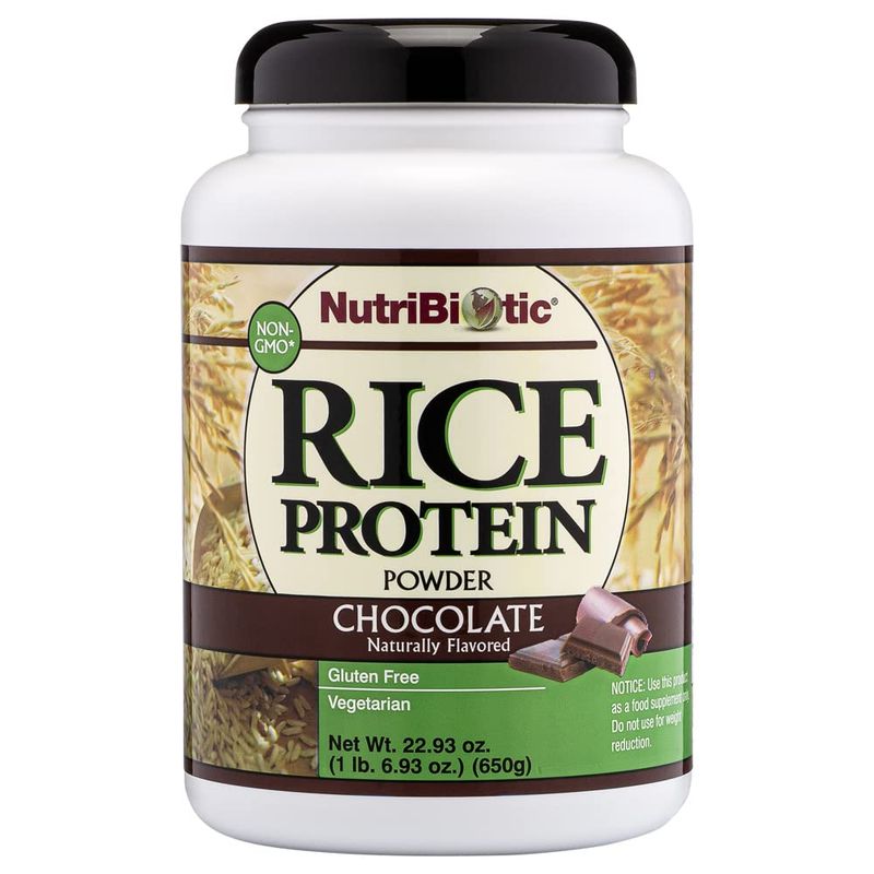 NutriBiotic Chocolate Rice Protein, 1 lb. 6.9 oz | Low Carb, Vegetarian &amp; Keto-Friendly Raw Protein Powder | Grown &amp; Processed Without Chemicals, GMOs or Gluten | Easy to Digest &amp; Nutrient-Rich