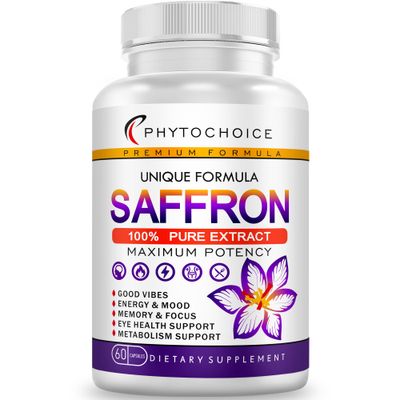 Saffron Supplements - 100% Pure Saffron Extract Capsules - Boost Energy &amp; Mood, Focus, Vision, Supports Eye, Retina, and Lens Health, Support Heart Health for Women &amp; Men - Made in USA - 60 Capsules