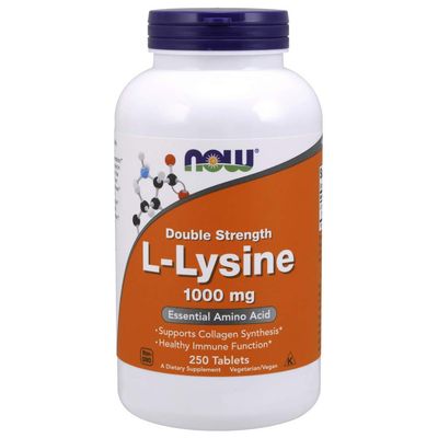 NOW Foods Supplements, L-Lysine (L-Lysine Hydrochloride) 1,000 mg, Double Strength, Amino Acid, 250 Tablets