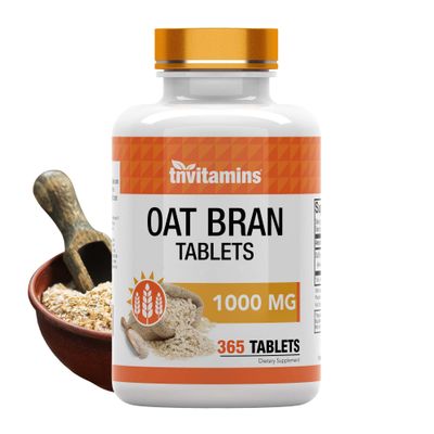 tnvitamins Oat Bran Tablets | 365 Tablets x 1,000 MG per Tablet | Oat Fiber Tablets | Soluble &amp; Dietary Fiber Supplement | May Support Digestive Health