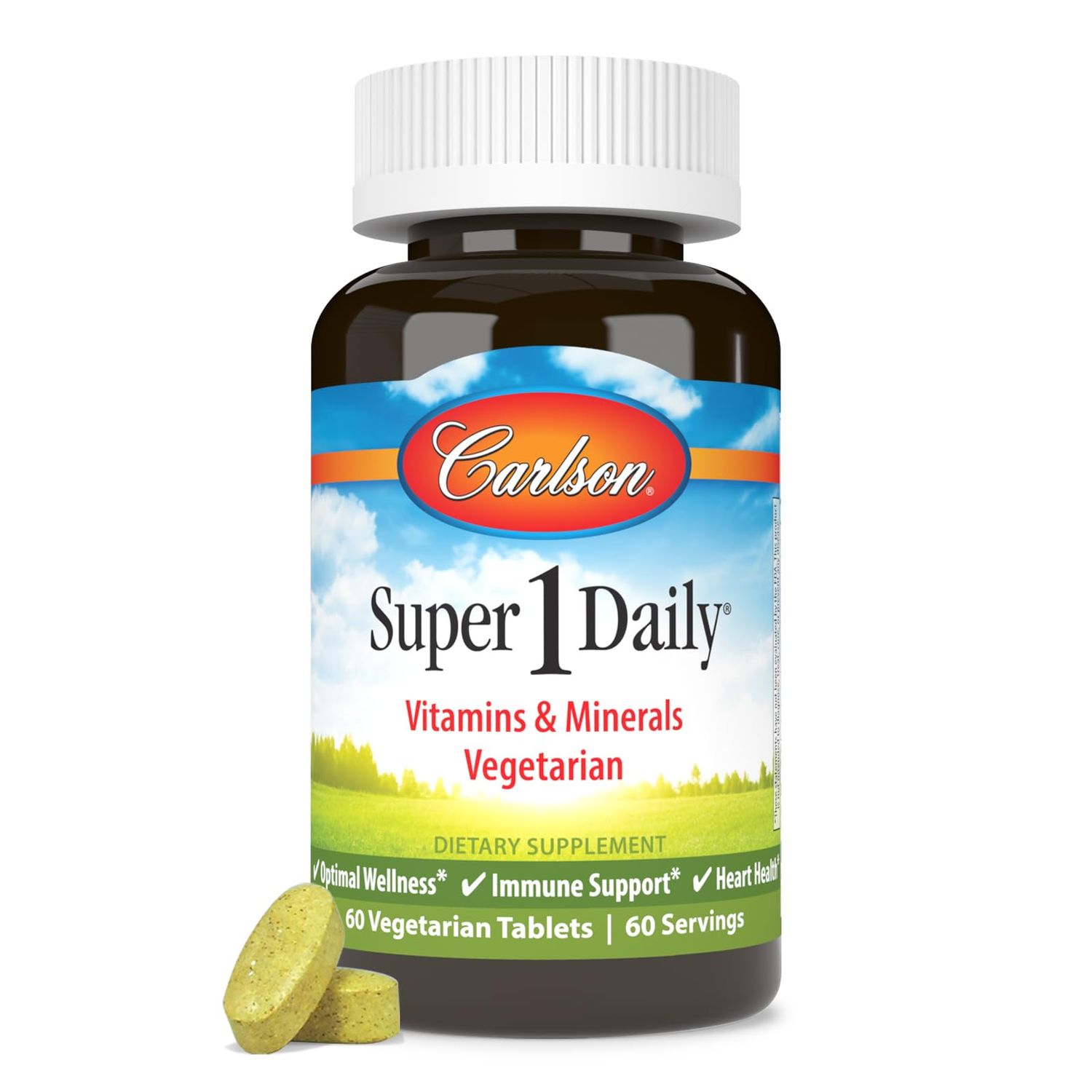 Carlson - Super 1 Daily, Vegetarian Multiple Formula, Multivitamin, Optimal Wellness, 60 Tablets