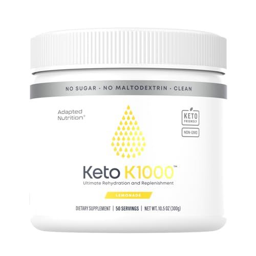 Hi-Lyte Keto K1000 Electrolyte Powder | Lemonade | Hydration Supplement Drink Mix | Boost Energy &amp; Beat Leg Cramps | No Sugar, No Maltodextrin | 50 Servings