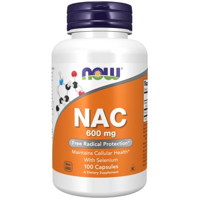 NOW Supplements, NAC (N-Acetyl Cysteine) 600 mg with Selenium &amp; Molybdenum, 100 Veg Capsules
