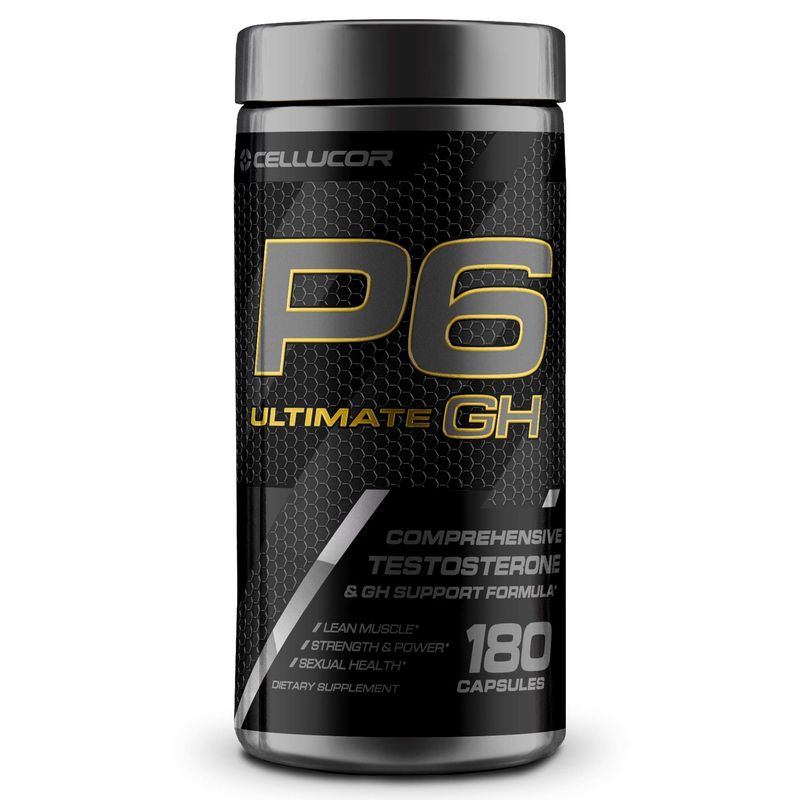 Cellucor P6 Ultimate GH Test Booster for Men, Growth Hormone Support Pills for Protein Synthesis &amp; Fat Metabolism, 180 Capsules
