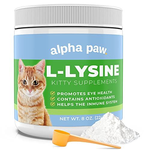 Alpha Paw - Human Grade for Pets - Cat Lysine Supplement - Extra Servings 5-10 Month Supply - Natural Lysine (8 Ounces/227 Grams)