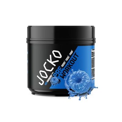 Jocko Fuel Ultimate Pre Workout Powder - Pre-Workout Energy Powder Drink for Men &amp; Women - High Stim Sugar-Free Nootropic Blend to Support Muscle Pump, Energy, &amp; Recovery 200mg Caffeine Blue Raspberry