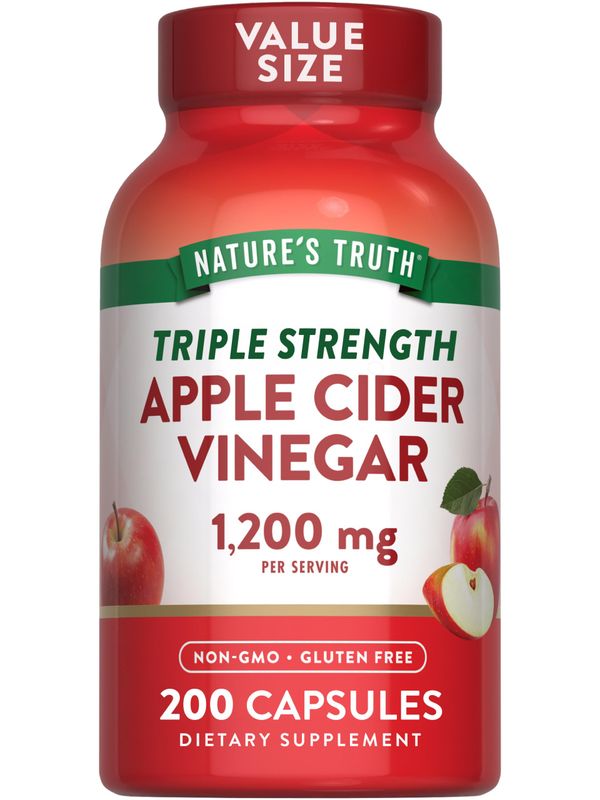 Nature&#39;s Truth Apple Cider Vinegar Capsules | 1200mg | 200 Pills | Extra Strength | Value Size | Non-GMO, Gluten Free Supplement