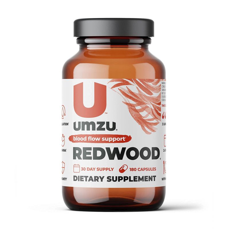 UMZU Redwood Blood Flow Nitric Oxide Supplement for Men &amp; Women, Blood Pressure, Circulation, Stamina, Energy (30 Day Supply | 180 Capsules)