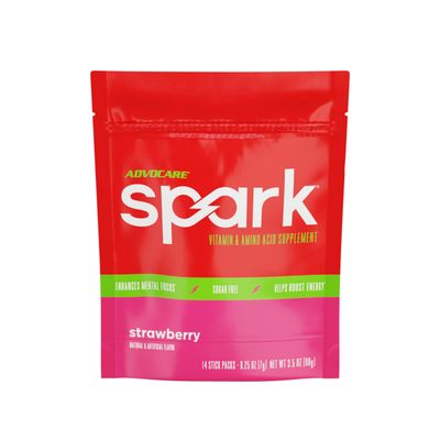 AdvoCare Spark Vitamin &amp; Amino Acid Supplement - Focus &amp; Energy Drink Powder Mix with Vitamin A, B-6, C &amp; E - Also Includes L-Carnitine &amp; L-Tyrosine - Strawberry, 14 Stick Packs