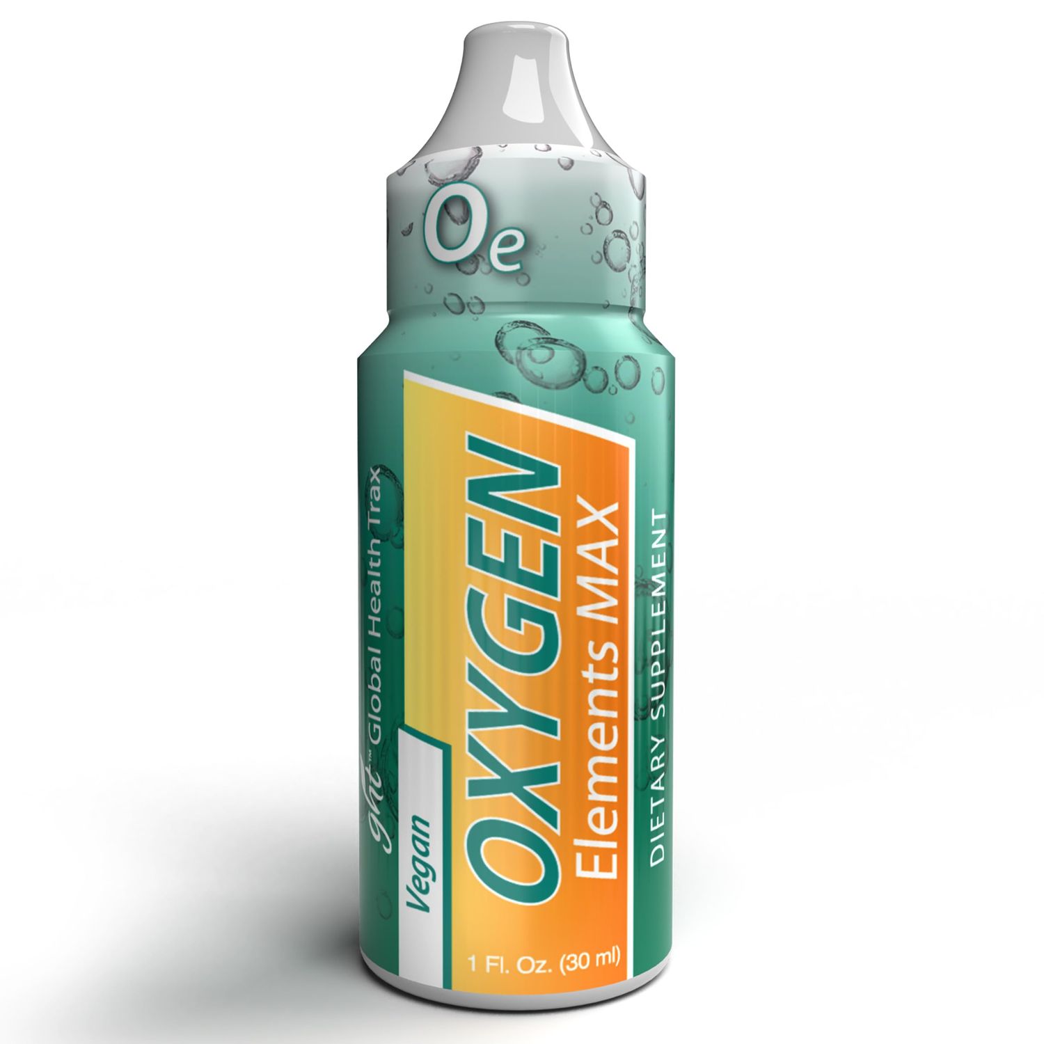 Global Health Trax GHT Oxygen Elements Max Liquid Oxygen Drops in 1 Ounce Bottle, Portable Supplement - Bolster Endurance and Stamina, Cleanse Cells