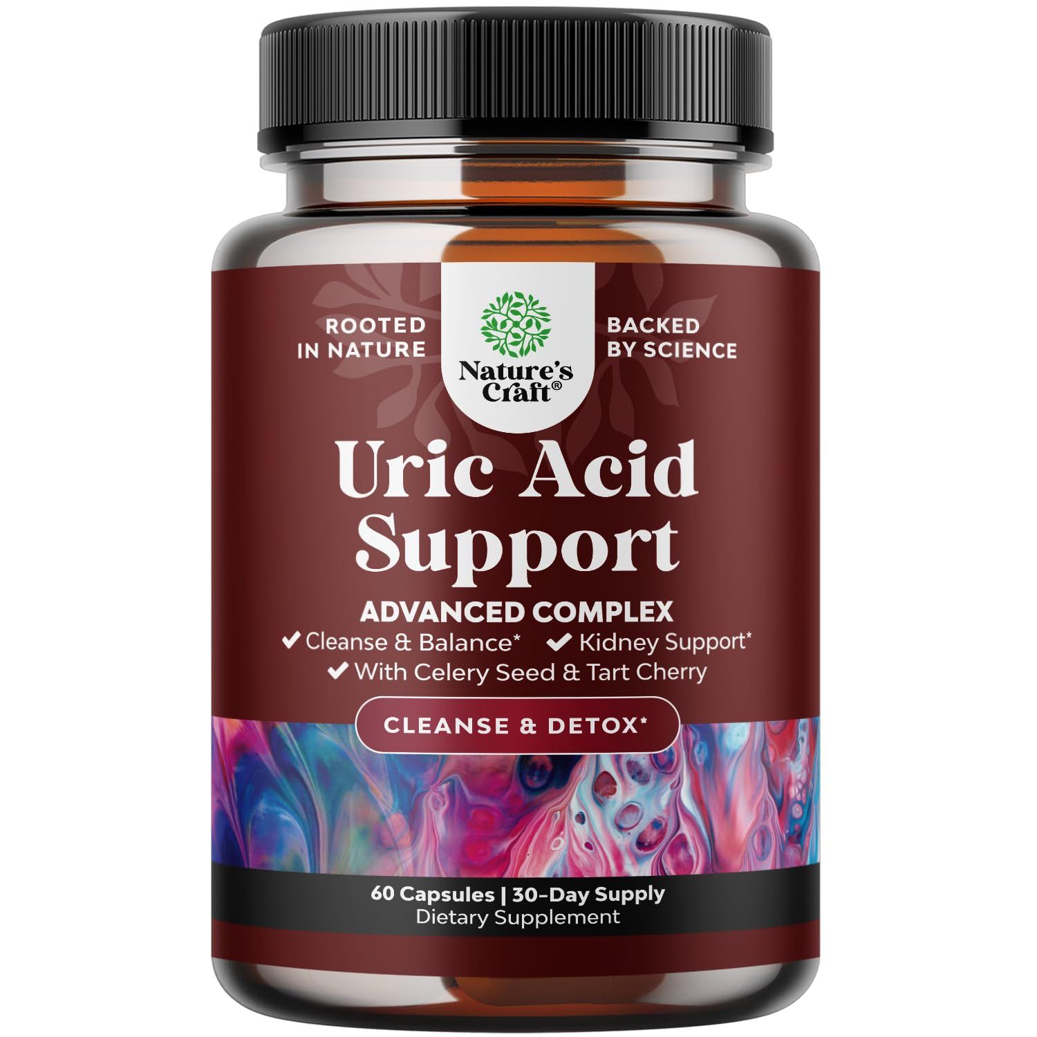 Vegan Uric Acid Cleanse and Detox - Daily Kidney Cleanse and Uric Acid Support for Adults - Tart Cherry Extract Capsules with Detox Cleanse Herbal Blend for Men and Women&#39;s Joints Kidneys and More