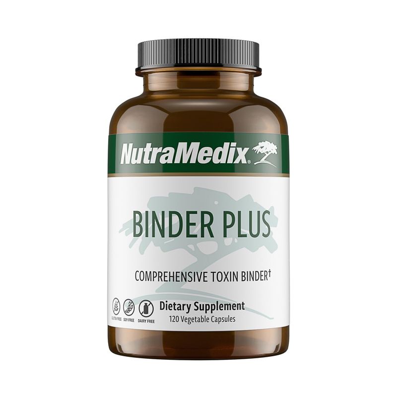NutraMedix Binder Plus - Comprehensive Toxin Binder &amp; Body Detoxifier - Prebiotic Antioxidant Support + Inulin, Bentonite, Aloe Vera, Activated Charcoal, Fulvic Minerals &amp; Chitosan (120 Capsules)