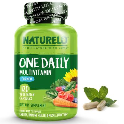 NATURELO Mens Multivitamins - One Daily Multivitamin for Men with Vitamins, Minerals &amp; Organic Whole Foods, Boost Energy &amp; Health, Non-GMO, 120 Vegetarian Capsules