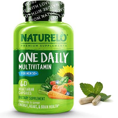 NATURELO Mens Multivitamins for Men 50+ - One Daily Multivitamin for Men with Vitamins, Minerals &amp; Organic Whole Foods Non-GMO, 60 Vegetarian Capsules