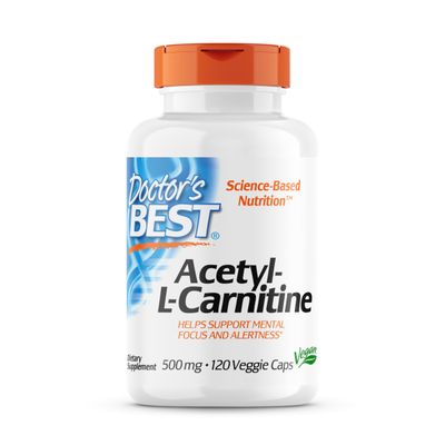 Doctor's Best Acetyl L-Carnitine, Help Boost Energy Production, Support Memory/Focus, Mood, Non-GMO, Vegan, Gluten Free, 120 Count (Pack of 1) (DRB-00152)
