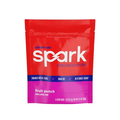 AdvoCare Spark Vitamin &amp; Amino Acid Supplement - Focus &amp; Energy Drink Powder Mix with Vitamin A, B-6, C &amp; E - Also Includes L-Carnitine &amp; L-Tyrosine - Fruit Punch, 14 Stick Packs