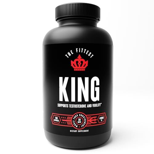 The Fittest King - Testosterone Booster Supplement - Supports Hormone Health, Stamina, &amp; Strength - Includes Grass fed Bovine Liver, Bone Marrow, Heart &amp; Testicle - 180 Capsules