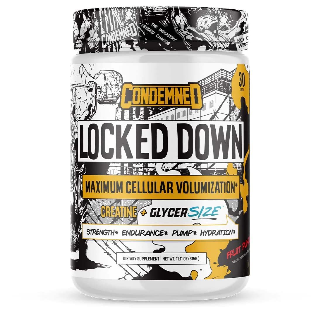 Condemned Labz Locked Down | Creatine Performance Complex | Creatine Monohydrate, Glycerol, Taurine | Enhanced Hydration, Energy &amp; Stamina | 30 Servings (Fruit Punch)