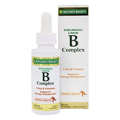 Nature&#39;s Bounty B Complex with B12 Sublingual Liquid Fast Acting Dietary Supplement, Unflavored, Gluten Free, 2 Fl Oz