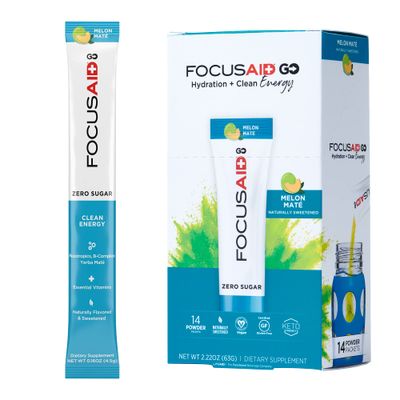 FOCUSAID GO Nootropics Energy Blend, Zero Sugar, Alpha-GPC, GABA, B-Complex, Yerba Mate, Green Tea, Keto Friendly, 100mg Natural Caffeine (Pack of 14)