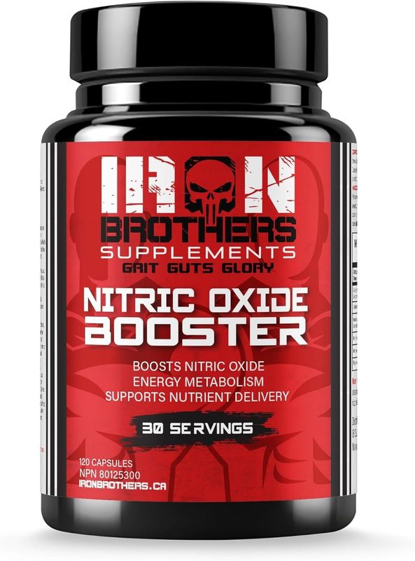 Iron Brothers Supplements Nitric Oxide Booster | Extra Strength Pumps Supplements | Pre-Workout with L-Arginine | Maximum Blood Flow &amp; Vascularity | Increase Muscle Pumps, Energy &amp; Endurance - 30 days