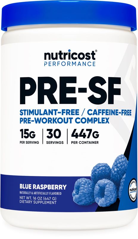 Nutricost Stim-Free Pre-Workout, 30 Servings (Blue Raspberry) - Caffeine Free, Stimulant Free, Non-GMO, Gluten Free
