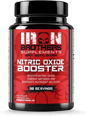 Iron Brothers Supplements Nitric Oxide Booster | Extra Strength Pumps Supplements | Pre-Workout with L-Arginine | Maximum Blood Flow & Vascularity | Increase Muscle Pumps, Energy & Endurance - 30 days