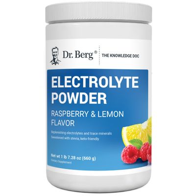 Dr. Berg Zero Sugar Hydration Keto Electrolyte Powder - Enhanced w/ 1000 mg of Potassium &amp; Real Pink Himalayan Salt (NOT Table Salt) - Raspberry &amp; Lemon Flavor Hydration Drink Supplement, 100 Servings
