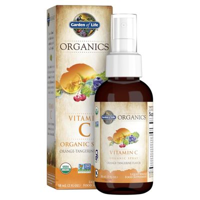 Garden of Life Organics Vitamin C Spray for Kids and Adults - Orange Tangerine, Vitamin C Supplement, Antioxidant for Immune Support and Skin Health, 2 fl oz Liquid Drops