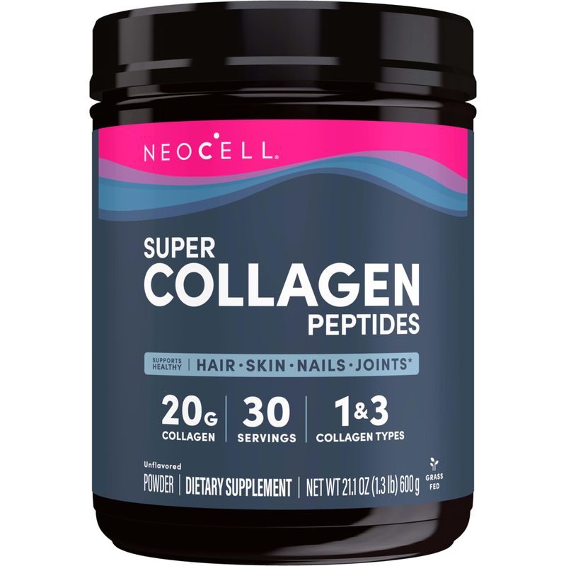 NeoCell Super Collagen Peptides, Unflavored, Powder, 21.2 oz., 1 Canister