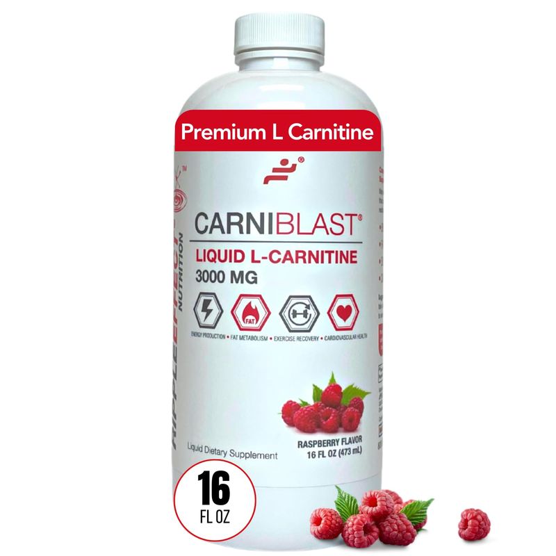 Bricker Labs CARNIBLAST Liquid L-Carnitine 3000mg, Premium L Carnitine Carnipure, Energy Nutrition, Energy Supplement and Energy Booster, Raspberry, 16 fl oz