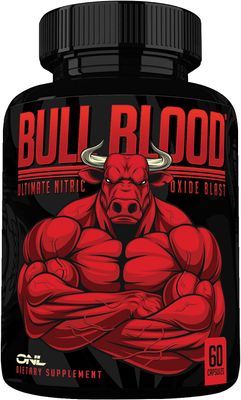 Bull Blood Nitric Oxide Supplement for Men - Nitrous Oxide Booster - L Arginine Pills - Pre Workout &amp; Blood Flow for Men - Nitric Oxide Booster for Enhancing Male Strength &amp; Energy - 60Ct