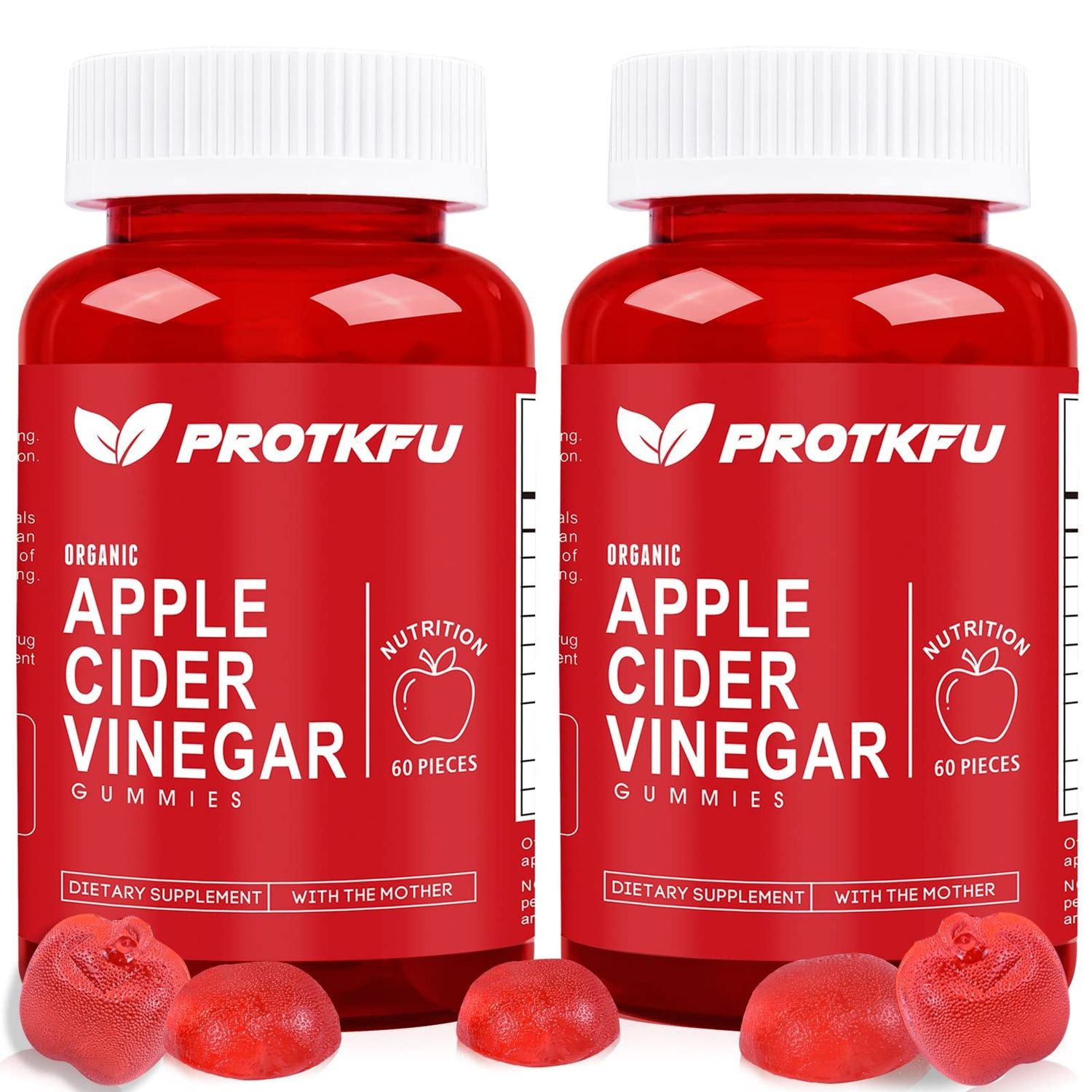 ProTKFU Apple Cider Vinegar Gummies, 120 Count Max Strength 1000mg ACV Gummies with Vitamin B12 &amp; B6 Gummies, for Metabolism, Digestion, Detox, Gut &amp; Immune Health, Vegan &amp; Non-GMO, Gelatin-Free