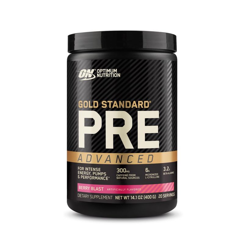 Optimum Nutrition Gold Standard Pre Workout Advanced, with Creatine, Beta-Alanine, Micronized L-Citrulline and Caffeine for Energy, Keto Friendly, Berry Blast, 20 Servings