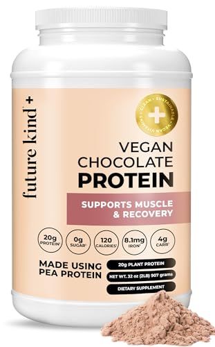 Future Kind Vegan Protein Powder Chocolate (34srv) - Whey Free Protein Powder for Men and Women Pea Plant Protein for Lean Muscle - Sugar-Free, Soy-Free Non Dairy Protein Powder w/Iron and Fiber